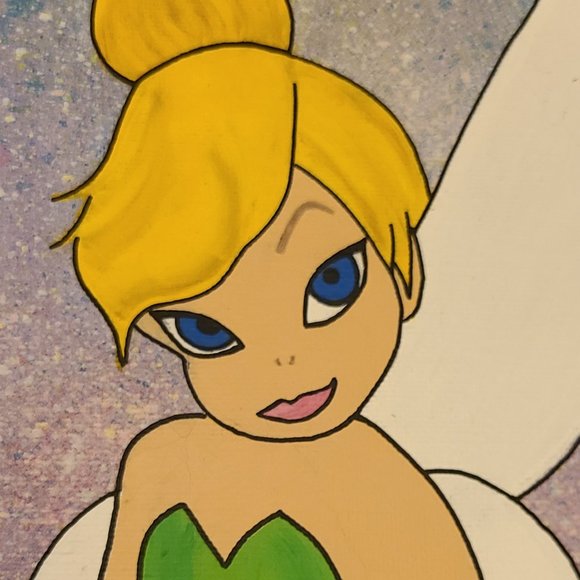 Hand painted Tinkerbell on canvas - Picture 4 of 9